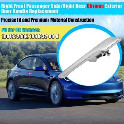 For Tesla Door Handle Replacement for Model 3 2017-2021, Right Front Passenger Side/Right Rear Chrome Exterior Door Handle Replacement for Tesla Model 3 1081832-00-H| Jaronx