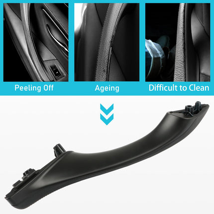 BMW 5 Series F10/F11 2010-2016 Left Rear Door Handle (Leather, Black) | Jaronx