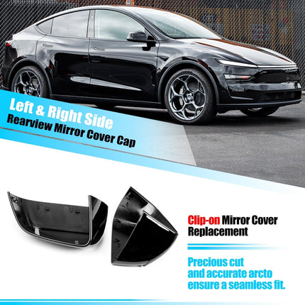 For Tesla Model Y Juniper Mirror Cover Replacement 2020-2026, Left Driver Right Passenger Side Clip-on Rear View Mirror Cover Cap for Tesla Model Y Juniper Accessories (Solid Black)| Jaronx