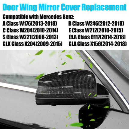 Mercedes Benz Mirror Cover, Carbon Fiber Pattern, for C-Class W204, E-Class W212, S W221, GLK X204, GLA X156, OE: A2128100164, A2128100964 | Jaronx