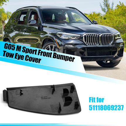 For BMW X5 G05 M Sport Front Bumper Tow Hook Hitch Cover 2019-2023 | Painted Black Right Front Bumper Tow Trailer Eye Hook Cover Cap Replacement, for BMW 51118069237| Jaronx