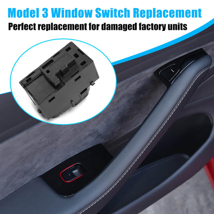For Tesla Model 3 Window Switch 2017-2020, Front Right Passenger Side/Rear Door Power Window Control Switch Replace for 1081038-01-F, 1081038-01-E (Glossy Black)| Jaronx