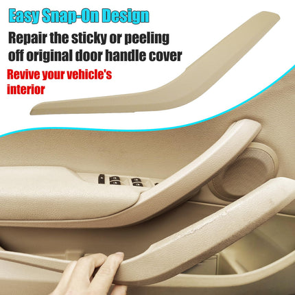For BMW X1 Door Handle Cover Replacement for X1 E84 2008-2015, 4PCS Driver & Passenger Side Interior Door Grab Handle Trim Cover (Beige)| Jaronx