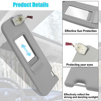 BMW 5 Series F10/F11 2010-2016 Left Sun Visor (with Mirror, Gray) | Jaronx