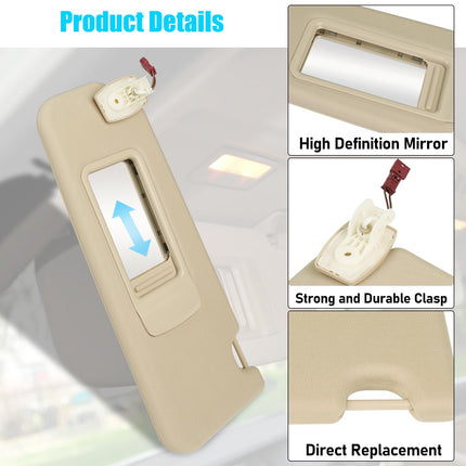 BMW Sun Visor for 5 Series F10/F11 2010-2016, Left Driver Side Sunvisor Replacement with Mirror for BMW 520i 523i 525i 528i 530i 535i 550i, 51167248857 (Beige, Left)| Jaronx