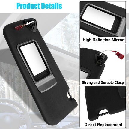 For BMW E90/E91/E84 Sun Visor Left 2005-15 w/ Mirror 51167252009 (Black)| Jaronx