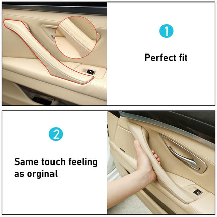 BMW 5 Series F10/F11 2010-2016 Right Interior Door Handle (Leather, Beige) | Jaronx
