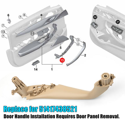 For BMW 5 Series G30/G31/F90 Front Left Door Pull Handle Beige 2017-2022,51417438521| Jaronx