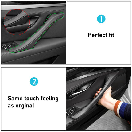 BMW 5 Series F10/F11 2010-2016 Left Rear Door Handle (Leather, Black) | Jaronx