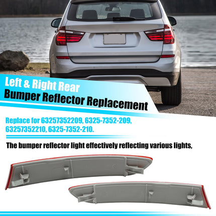 For BMW Rear Bumper Reflector for X3 F25 LCI 2015-2016, Left & Right Rear Bumper Red Marker Lights Lens Trim,Tail Reflector Light Replacement for BMW X3 63257352209 63257352210| Jaronx