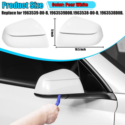 For Tesla Model Y Juniper Mirror Cover Replacement 2020-2026, Left Driver Right Passenger Side Clip-on Rear View Mirror Cover Cap for Tesla Model Y Juniper Accessories (Pearl White)| Jaronx