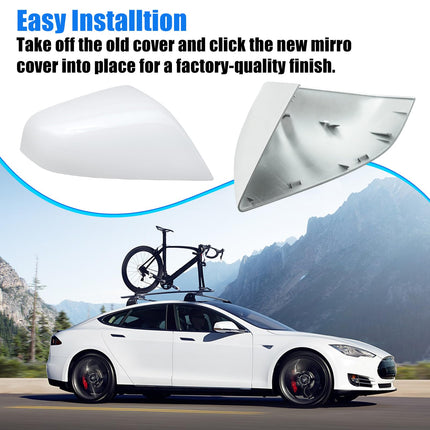 For Tesla Model S Mirror Cover Replacement 2014-2025,Right Passenger Side Clip-on Rear View Mirror Cover Cap for Tesla Model S Accessories 1010104-00-A (White,NOT FIT MODEL X)| Jaronx