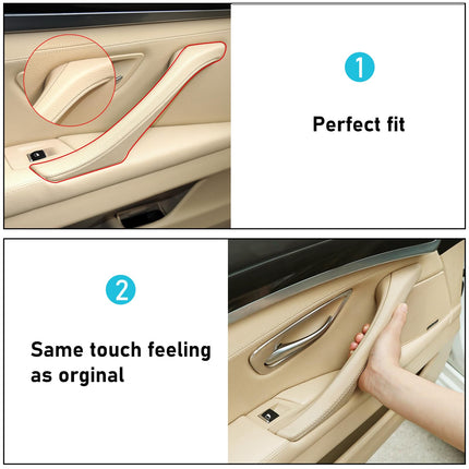 BMW 5 Series F10/F11 2010-2016 Left Rear Door Handle (Leather, Beige) | Jaronx