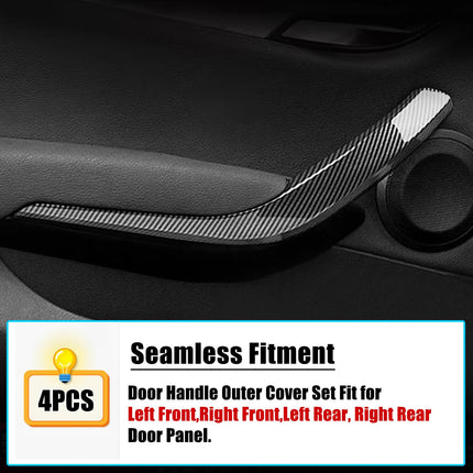 For BMW X1 Door Handle Cover Replacement for X1 E84 2008-2015, 4PCS Driver & Passenger Side Interior Door Grab Handle Trim Cover (Carbon Fiber Pattern)| Jaronx