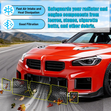 For BMW M2 G87 Front Bumper Grille Guard 2023-2025 | 5PC Glossy Black Mesh Kit | Jaronx