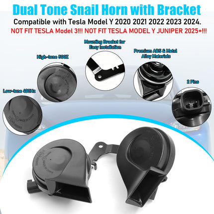 For Tesla Model Y Horn Assembly with Bracket 2020-2024 | 1507242-00-B Dual Tone Snail for Tesla Model Y Accessories, Horn High Low Tone Horn Replacement| Jaronx