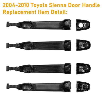 Toyota Sienna Door Handle Replacement 2004-2010, 4PCS Smooth Black| Jaronx