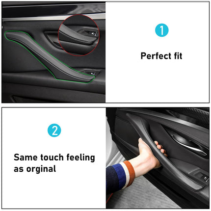 BMW 5 Series F10/F11 2010-2016 Right Interior Door Handle (Leather, Black) | Jaronx
