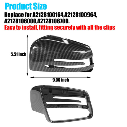 Mercedes Benz Mirror Cover, Carbon Fiber Pattern, for C-Class W204, E-Class W212, S W221, GLK X204, GLA X156, OE: A2128100164, A2128100964 | Jaronx