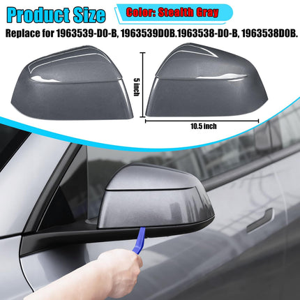 For Tesla Model Y Juniper Mirror Cover Replacement 2020-2026, Left Driver Right Passenger Side Clip-on Rear View Mirror Cover Cap for Tesla Model Y Juniper Accessories(Stealth Gray)| Jaronx