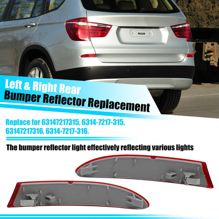 For BMW Rear Bumper Reflector for X3 F25 2011-2014, Left & Right Rear Bumper Red Marker Lights Lens Trim,Tail Reflector Light Replacement for BMW X3 63147217315 63147217316| Jaronx