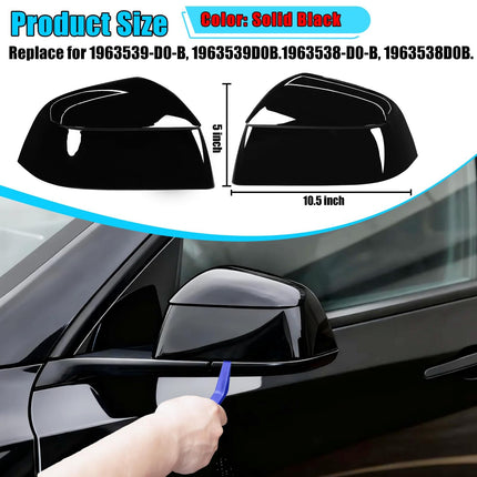 For Tesla Model Y Juniper Mirror Cover Replacement 2020-2026, Left Driver Right Passenger Side Clip-on Rear View Mirror Cover Cap for Tesla Model Y Juniper Accessories (Solid Black)| Jaronx