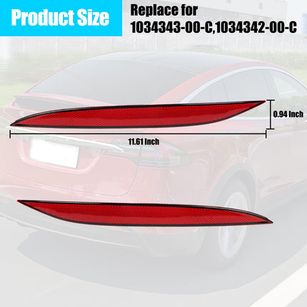 Tesla Model X Rear Bumper Reflector 2016-2023, Left & Right Rear Bumper Tail Reflector, Red Marker Lights Lens Trim for Tesla Model X Accessories 1034343-00-C, 1034342-00-C| Jaronx