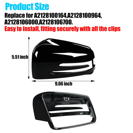 Mercedes Benz Mirror Cover Replacement, C-Class W204/E-Class W212/S W221/GLK X204/GLA X156, Left/Right Side View Mirror Cap, Black | Jaronx