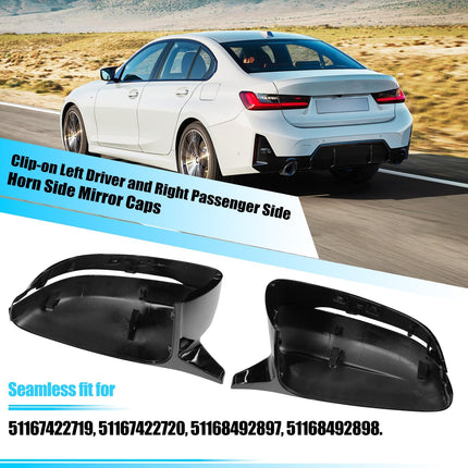 For Glossy Black BMW Mirror Caps – G20/G22/G30/G11/G14 Clip-On Horn Cover 2Pcs| Jaronx