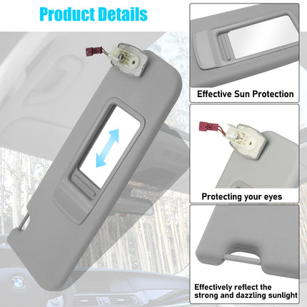BMW 5 Series F10/F11 2010-2016 Right Sun Visor (with Mirror, Gray) | Jaronx