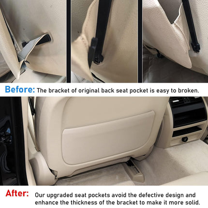 For BMW Seat Back Pocket Cover, Genuine Leather Backrest Back Seat Pocket Panel Cover Replacement Compatible with BMW 5 Series F10 F11 F07, 7 Series F01 F02(Off-White)| Jaronx