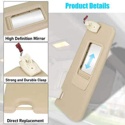 BMW 5 Series F10/F11 2010-2016 Right Sun Visor (with Mirror, Beige) | Jaronx