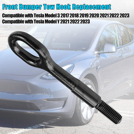 For Tesla Front Bumper Tow Hook Model 3 2017-2023/Model Y 2021-2024,Towing Eye Hook 1077570-00-D, 107757000D, 1PCS Front Bumper Trailer Puller Replacement for Tesla Model 3/Y| Jaronx
