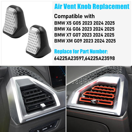 For BMW Air Vent Knob Clip for X5 G05/X6 G06/X7 G07/XM 2023-2025,2PCS Front Dash Air Conditioner Outlet Grille Blade AC Vent Knob Replacement for BMW 64225A27360 2023-2025| Jaronx