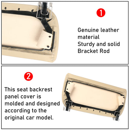 For BMW Seat Back Pocket Cover for 5 Series F10 F11/7 Series F01 F02/X5 F15 /X6 F16, Genuine Leather Driver Side/Passsenger Side Backseat Pocket Cover Replacement-Beige| Jaronx
