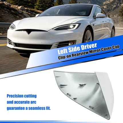 For Tesla Model S Mirror Cover Replacement 2014-2025,Left Driver Side Clip-on Rear View Mirror Cover Cap for Tesla Model S Accessories 1010102-00-A (White,NOT FIT MODEL X)| Jaronx
