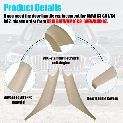 For BMW X3 G01/X4 G02 Door Handle Covers,2PCS Left/Right Interior Beige Door Pull Handle Covers for X3 G01 2017-2024,X4 G02 2017-2024| Jaronx
