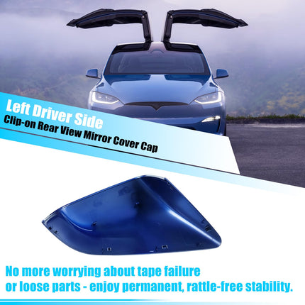 For Tesla Model X Mirror Cover Replacement 2016-2025 Left Driver,Clip-on Rear View Side Mirror Cover Cap for Tesla Model X Accessories 1054430-00-D(Blue)| Jaronx