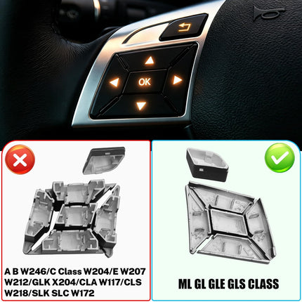 For Mercedes Benz Steering Wheel Buttons Replacement ML GL G W166,ML W166 2012-2015/GL W166 2013-2015/G W463 2013-2018 Steering Wheel Button Cover Replacement for Mercedes Benz (Black)| Jaronx