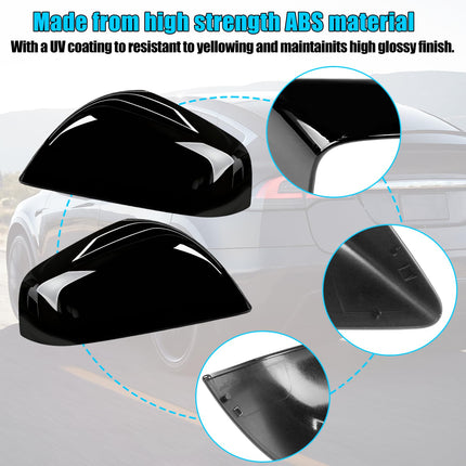 For Tesla Model X Mirror Cover Replacement 2016-2025, Left Driver&amp;Right Passenger Side View Clip-on Mirror Cover Cap for Tesla Model X Accessories 1054430-00-D 1054431-00-D(Black)| Jaronx