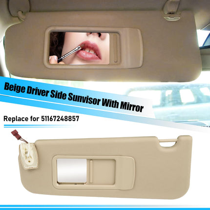 BMW Sun Visor for 5 Series F10/F11 2010-2016, Left Driver Side Sunvisor Replacement with Mirror for BMW 520i 523i 525i 528i 530i 535i 550i, 51167248857 (Beige, Left)| Jaronx