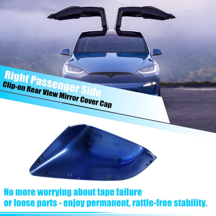 For Tesla Model X Mirror Cover Replacement 2016-2025 1054431-11-D,Right Passenger Side Clip-on Rear View Mirror Cover Cap for Tesla Model X Accessories 2016-2025(Blue)| Jaronx