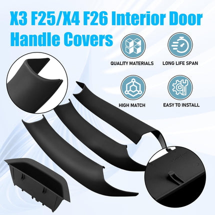 Black Door Handle Covers for BMW X3 F25 & X4 F26 – 4Pcs Snap-On Set | Jaronx