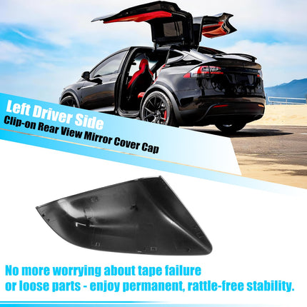For Tesla Model X Mirror Cover Replacement 2016-2025, Left Driver Side Clip-on Rear View Mirror Cover Cap for Tesla Model X Accessories 1054430-00-D (Black) | Jaronx