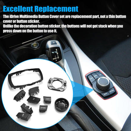For BMW iDrive Button Replacement 10PCS | Multimedia iDrive Controler Button Kit Set for 1'F20/2'F22/3'F30 F31/4'F32 F33/X1 F48/X3 F25/X4 F26/X5 F15/X6 F16 Series| Jaronx