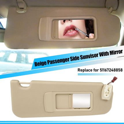 BMW 5 Series F10/F11 2010-2016 Right Sun Visor (with Mirror, Beige) | Jaronx