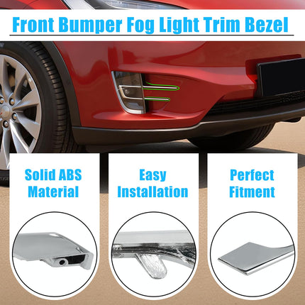 For Tesla Model X Fog Light Trim 2016-2021, 2 PCS Front Right Upper & Lower Fog Light Molding Strip Chrome Trim Replacement for Tesla Model X, Replace for 1049610-00-F 1049612-00-F| Jaronx