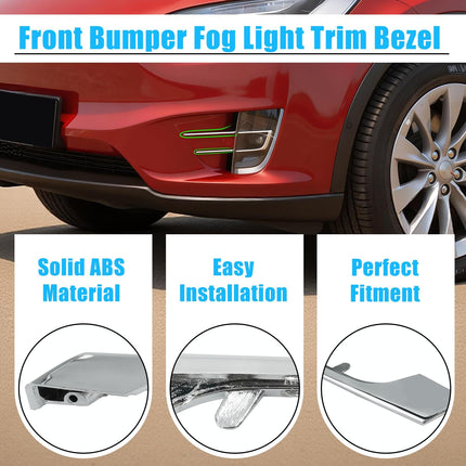For Tesla Model X Fog Light Trim 2016-2021, 2 PCS Front Left Upper & Lower Fog Light Molding Strip Chrome Trim Replacement for Tesla Model X, Replace for 1049609-00-F 1049611-00-F| Jaronx