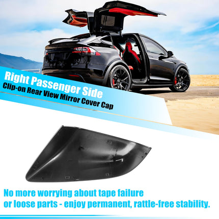 For Tesla Model X Mirror Cover Replacement 2016-2025, Right Passenger Side Clip-on Rear View Mirror Cover Cap for Tesla Model X Accessories 1054431-00-D (Black) | Jaronx