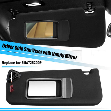 For BMW E90/E91/E84 Sun Visor Left 2005-15 w/ Mirror 51167252009 (Black)| Jaronx